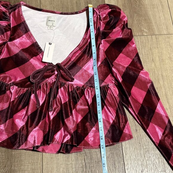 NWT MAEVE Babydoll Pink Top Velvet Size Small - Picture 10 of 12